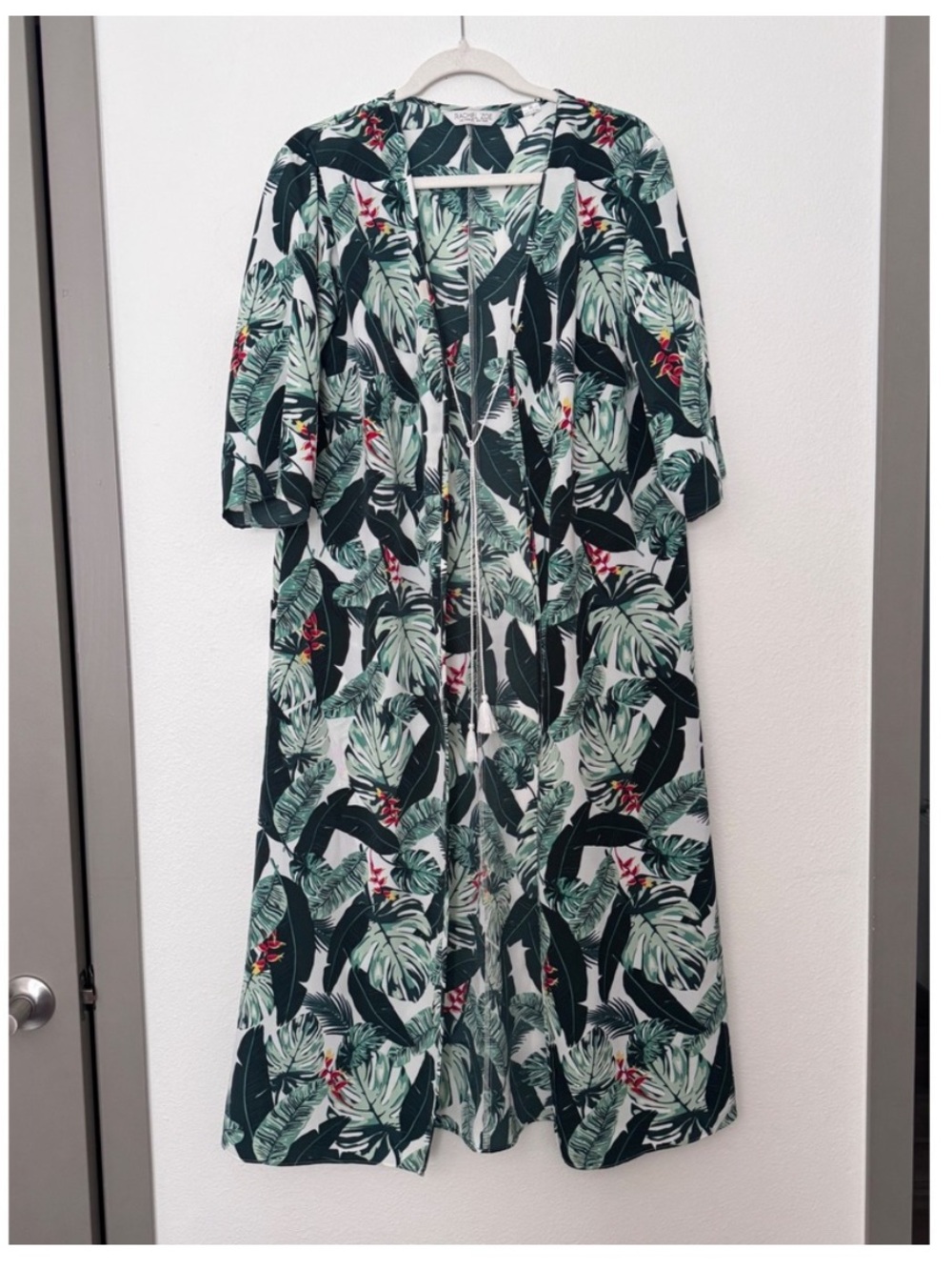 RACHEL ZOE • Palm Print Duster Kaftan Jacket in a Beautiful Tropical Palm Print - Picture 9 of 16